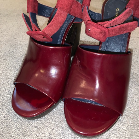 Celine Burgundy Suede and Patent Leather Heels - Picture 6 of 10